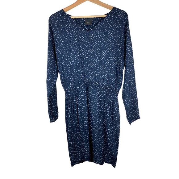 Ichi Women's S Navy Blue Long Sleeve Elastic Waist Modern Mini Dress - Picture 1 of 5